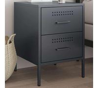Industrial Steel Nightstand with 2 Drawers, Antracite Bedside Table 36x39x50.5 cm, Multifunctional Storage Cabinet for Bedroom Living Room Office, Durable Metal End Table with Display Surface