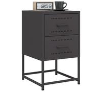 Industrial Steel Nightstands Set of 2 Black 36x39x60.5 cm with Storage Space, Modern Bedside Tables for Bedroom Living Room, Easy to Clean Multifunctional Side Table with Display Surface