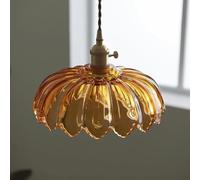 Industrial Style Glass Pendant Light Single-Head Chandelier with E27 Base Ceiling Lighting Fixtures for Bedroom Dining Room Study Decoration Hanging Lamp