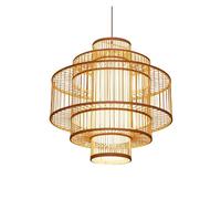 Industrial Traditional Pendant Vintage Rustic Rattan Chandelier Curved LED Hanging Lighting Light Fixture Decor for Dining Living Room Restaurant Black(Natural,50cm*50cm)