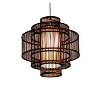 Industrial Traditional Pendant Vintage Rustic Rattan Chandelier Curved LED Hanging Lighting Light Fixture Decor for Dining Living Room Restaurant Black(Black,40cm*40cm)