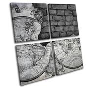 Industrial World Map Vintage MULTI TELA parete arte foto stampa