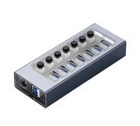 Industriale 7/10/13/16 Porte USB 3.0 Hub Espansione Multipla Splitter For Prese On/Off Interruttore A Chiave Dock Caricatore Adattatore Di Alimentazione Capacità Di Ricarica Rapida(7 USB)
