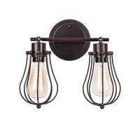 Industriale Applique da parete Rustico muro luci Wire Cage Regolabile E27 Socket Edison Vintage Metallo Retrò Lampade per Camera da letto Gazebo (senza lampadina) (con 2 luci) (colore Ruggine)