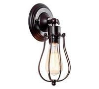 Industriale Applique da parete Vintage illuminazione regolabile Sconce Rustic Wire Metal Cage Light Shade Edison Style (senza lampadina) (colore ruggine)