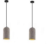 Industriale Cemento Grigio a 2 Pezzi Lampadario retrò E27 con Ovale cilindrico Plafoniera Regolabile in Altezza per Isola Cucina