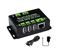 Industriale HUB USB ETH 3xUSB Porte Compatibili con USB 2.0/1.1 1xEthernet RJ45 Porta 10/100M Adattivo, Circuiti di Protezione Multipli Supporto per più Sistemi Operativi, Plug & Play