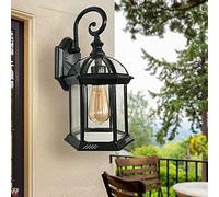 Industriale muro luce outdoor nero metallo ombra lampada da parete vintage antico E27 Edison lampadina appliques esterno lampade per scale corridoio patio esterno patio giardino. (Stile A)
