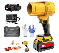 Industrie Turbo Jet Blower, Blower per Aria Asciugatura in Auto A Corda con velocità Regolabile, Spolverino Super Potenza, Soffianti A Foglia Portatili per Pulizia del Patio, Cur Yellow Two Batteries