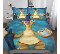 INDYAH L'era glaciale Copripiumino Con Federe Set Di Biancheria Da Letto Stampato in 3D Con Chiusura A Cerniera Set Di Animazione Copripiumini Doppio Antiallergico Dal Design Unico King（220x240cm）