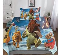 INDYAH L'era glaciale Copripiumino Set Animazione Copripiumino in Microfibra Con Federe,Copripiumini Stampa Digitale 3D, Per Tutte Le Stagioni, Per Bambini E Adulti Single（135x200cm）