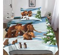 INDYAH L'era glaciale Copripiumino Set Biancheria Da Letto 3 Pz Trapunta Microfibra Ipoallergenico Per Ragazzi Morbido, Resistente, Traspirante Animazione Copripiumini Single（135x200cm）
