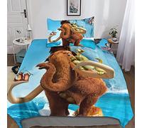 INDYAH L'era glaciale Set Copripiumino Con Stampa 3D, in Microfibra Morbido, Animazione Copripiumini Set Di Biancheria Da Letto Con Federe Single（135x200cm）
