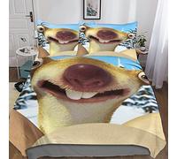 INDYAH L'era glaciale Set Copripiumino Set Biancheria Da Letto in Microfibra 3D Federa Animazione Copripiumini Copripiumino 3 Pezzi Con Chiusura A Cerniera Resistente, Traspirante Double（200x200cm）