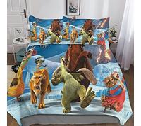 INDYAH L'era glaciale Set Di Biancheria Da Letto Con Stampa Di 3D, Animazione Copripiumino Con Cerniera, Incluso Copripiumino E Federe, Biancheria Da Letto Per Ragazzi E Ragazze Double（200x200cm）
