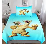 INDYAH L'era glaciale Set Di Biancheria Da Letto Con Stampa Di 3D, Animazione Copripiumino Con Cerniera, Incluso Copripiumino E Federe, Biancheria Da Letto Per Ragazzi E Ragazze Single（135x200cm）