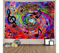 Ine Ive GTDWIE0035 - Arazzo con note musicali psichedeliche, per camera da letto, 203 x 152 cm, stile hippie e abbagliante, per amanti della musica rock, arazzo da appendere alla parete, per