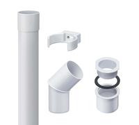 INEFA Downpipe/tubo di scarico 50mm, Set completo in plastica per casetta da giardino, accessori per ribalta per pluviali 2 m bianco