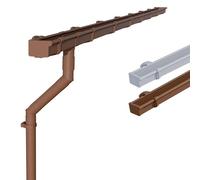 INEFA Kit grondaia in plastica, rettangolare 4m x 83mm Marrone | Grondaia e pluviale in PVC-U per una falda del tetto, casetta da giardino, carport, terrazza e gazebo