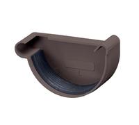 INEFA Testata per grondaia, semicircolare, in PVC 100mm, sinistra, marrone scuro accessori per grondaie pvc, montaggio facile a innesto, Made in Germany