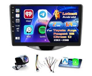Inefala 2+64G Radio per Toyota Aygo Peugeot 108 Citroen C1 2015-2020 Android 15 con Wireless CarPlay Android Auto, 9'' Schermo per Auto Soporta Bluetooth WIFI 26UI GPS FM EQ SWC Telecamera Posteriore