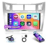 Inefala 2+64G Radio per Toyota Yaris/Vizi 2005-2011 Android 15 con Wireless CarPlay Android Auto, 9 Pollici Schermo per Auto Soporta Bluetooth WIFI 26UI GPS FM EQ SWC AHD Telecamera Posteriore
