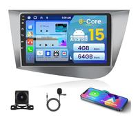Inefala 8Core 4+64GB Autoradio Android per Seat Leon MK2 2005-2012, Wireless Carplay Android Auto, 9" Touchscreen Stereo Auto Bluetooth con GPS WiFi 32EQ DSP 59UI RDS Retrocamera Mic