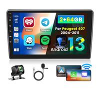 Inefala 9 Pollici Autoradio Android 15 per Peugeot 407 407SW 2004-2011 2 DIN Schermo (2+64GB) con Wireless CarPlay Android Auto FM RDS GPS Bluetooth WiFi Comandi al Volante Telecamera Posteriore