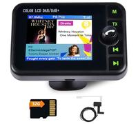 Inefala Adattatore radio digitale DAB DAB+ per autoradio, 2,4 pollic display LCD da con Music Bluetooth+Trasmettitore DAB/FM+Aux-In/Out+TF Card Music Play+Caricatore da Auto