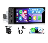 Inefala Android 15 4+64G Autoradio 1 Din Wireless CarPlay con Schermo 6 Pollici Stereo Auto Bluetooth con Android Auto CarPlay Mirror Link FM/RDS GPS USB Tipo-C WiFi Telecamera Posteriore AHD