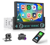 Inefala Autoradio 1 DIN con Wireless CarPlay Android Auto Mirror Link, 7 Pollici Touchscreen Stereo Auto Bluetooth 1 Din con Radio FM EQ SWC USB & Type-C SWC MIC Retrocamera