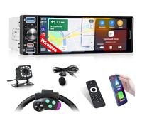 Inefala Autoradio bluetooth 1 Din con Wireless Carplay e Android Radio con Schermo da 6,5 Pollici con Bluetooth, Mirror Link, Supporta FM/RDS, EQ, USB, Type C, 2 USB