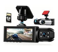 Inefala Dash Cam Auto 1080P Anteriore e Interna, IPS 3,16", Scheda 64 GB | Anteriore 1080P + interna 480P, 30 FPS, scheda 64 GB, doppia camera, registrazione loop, regolazione esposizione, 150°/120°