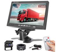 Inefala Kit Telecamera Posteriore con Monitor 7 Pollici +Telecamera di Retromarcias Impermeabile IP68 Grandangolo 170° Visione Notturna 18IR per Camion Camper Trattori 12V-24V +20M 4Pin Cavo Avionico