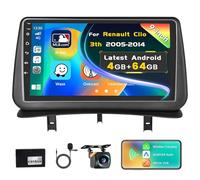 Inefala Upgrade 4G+64G Autoradio Android 15 per Renault Clio 3th 2005-2014, 9" Touchscreen Wireless CarPlay Android Auto GPS WiFi RDS DSP MIC Retrocamera