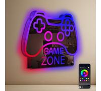 ineonlife Game Zone Neon Led, Specchio Led Gaming Colore App Dimmer Intelligente Rgb Neon,Gioco Scritta Néon per Decorazione Della Camera Dei Ragazzi, Regali Del Giocatore per Adolescenti,Bambini