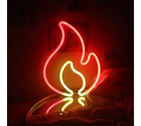 Ineonlife Insegne al Neon a Fiamma per Parete Luci al Neon Rosso Giallo Insegna a LED Accendi Fuoco Luce Notturna al Neon per Camera da Letto Bar Ristorante Negozio Decorazioni per La Casa