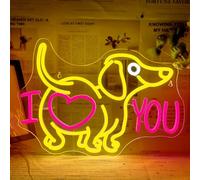 ineonlife Love Neon Sign for Wall Decor, Cute Dachshund Neon Lights, I Love You Art Signs, dimmerabile USB Light Up Signs Regali per gli amanti dei cani, San Valentino, negozio di animali, compleanno,
