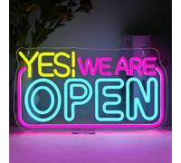 ineonlife Yes We Are Open Neon Led, Yes We Are Open Scritte Neon Dimmerabile per Decorazioni Murali, Insegne Luminose per Ristoranti,Bar,Caffè,Club,Negozi di Dolciumi,Regali di Apertura