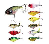 INEOUT 10 PCS/Set 17g Top Water Fishing Lure Popper Bait Hard Water Surface Soft Rotating Tail Tackle Fishing Bait Kit