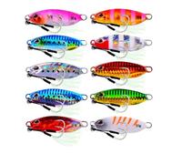 INEOUT 10 Pz/Set Metallo Jig Cucchiaio Richiamo Esche Artificiali Riva Lento Jigging Bass Attrezzatura da Pesca 10g 15g 20g 30g 40g 50g(10 PCS Bait Mix,20G)