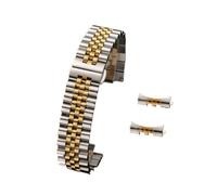 INEOUT 16/18/20/22mm compatibile con cinturino Jubilee in acciaio inossidabile massiccio compatibile con Rolex 12/13/14/17/19mm sostituzione cinturino piatto con estremità curva (Color : Silver-Gold