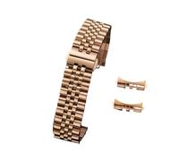 INEOUT 16/18/20/22mm compatibile con cinturino Jubilee in acciaio inossidabile massiccio compatibile con Rolex 12/13/14/17/19mm sostituzione cinturino piatto con estremità curva (Color : Rose-Gold,