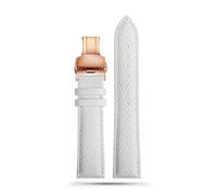 INEOUT 16mm 18mm 20mm 22mm Nero Marrone Rosso Grado Lucertola Modello Uomo E Donna Cinturino Cinturino In Vera Pelle(White rose buckle,14mm)