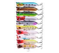 INEOUT 5/10 PCS Popper Richiamo di Pesca Fit Rod Galleggiante Crankbait Iscas Attrezzatura da Pesca Esche Artificiali Poper Carpa Luccio Set(N03-10PCS)