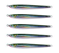 INEOUT 5 PCS Lure Kit 7g 40g 80g 100g Acqua di Mare Jigging Pesca Metallo Jig Cucchiaio Pesca Shore Esche Lente Pesce Persico Esca Acqua Salata(B 5 PCS,80g - 13.5cm)