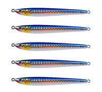 INEOUT 5 PCS Lure Kit 7g 40g 80g 100g Acqua di Mare Jigging Pesca Metallo Jig Cucchiaio Pesca Shore Esche Lente Pesce Persico Esca Acqua Salata(C 5 PCS,100g - 14.5cm)