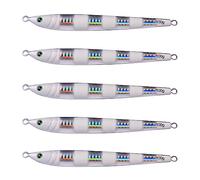 INEOUT 5 PCS Lure Kit 7g 40g 80g 100g Acqua di Mare Jigging Pesca Metallo Jig Cucchiaio Pesca Shore Esche Lente Pesce Persico Esca Acqua Salata(A 5 PCS,10g - 7cm)