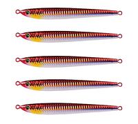 INEOUT 5 PCS Lure Kit 7g 40g 80g 100g Acqua di Mare Jigging Pesca Metallo Jig Cucchiaio Pesca Shore Esche Lente Pesce Persico Esca Acqua Salata(E 5 PCS,17g - 8cm)