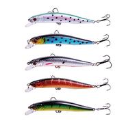 INEOUT 5PC Minnow Wobblers Lure Occhi 3D Esche in Plastica Dura Crankbait Wobbler Esca Artificiale 10CM 8.6G Buona Attrezzatura da Pesca Set di Branzino(5 PCS-A)